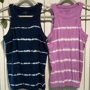 LOFT Navy and Lavender Tie-Dye Tank Tops Set